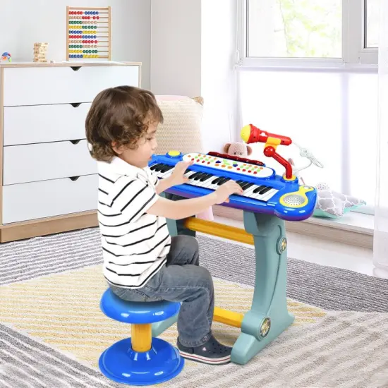 37 Key Electronic Keyboard Kids Toy Piano with a Training Function Blue {6}