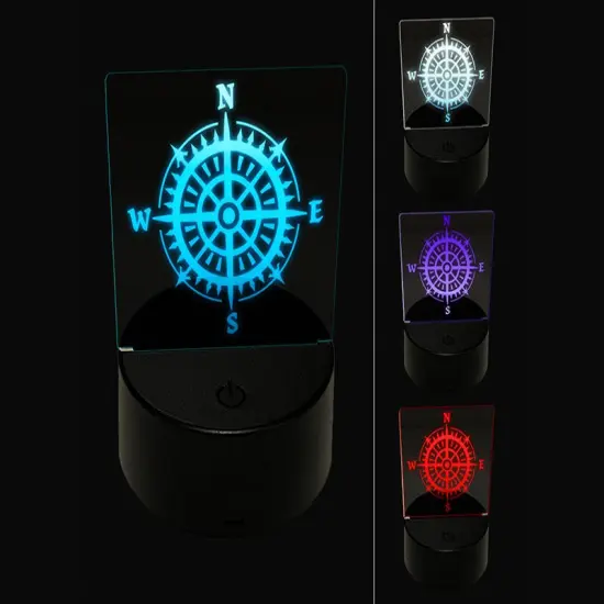 Nautical Compass 3D Illusion LED Night Light Sign Nightstand Desk Lamp {1}