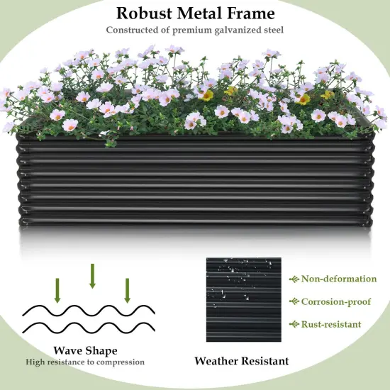 71 Inch Galvanized Metal Raised Garden Bed for Garden Backyard-Dark Gray {5}