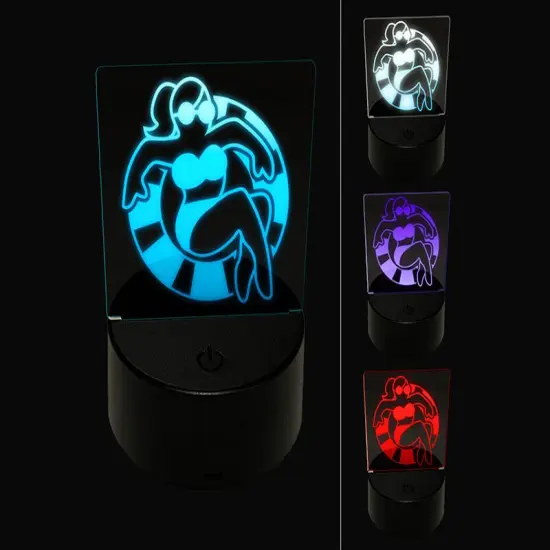 Summer Woman in Swimsuit Floating 3D Illusion LED Night Light Sign Nightstand Desk Lamp {1}