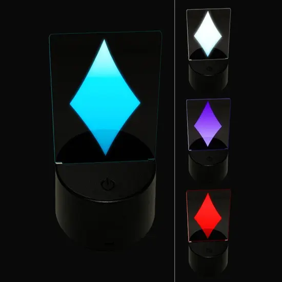 Card Suit Diamonds 3D Illusion LED Night Light Sign Nightstand Desk Lamp {1}