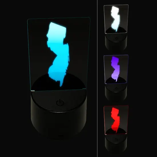 New Jersey State Silhouette 3D Illusion LED Night Light Sign Nightstand Desk Lamp {1}