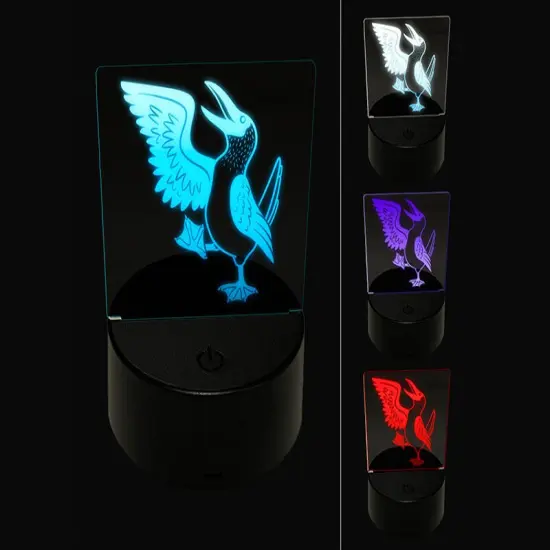 Happy Blue Footed Booby Bird 3D Illusion LED Night Light Sign Nightstand Desk Lamp {1}