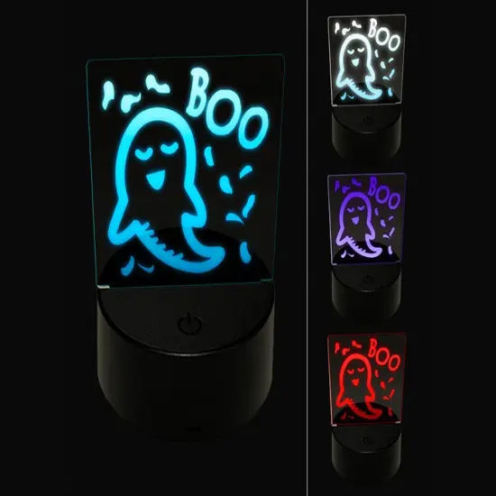 Sweet Ghost Boo Halloween 3D Illusion LED Night Light Sign Nightstand Desk Lamp {1}