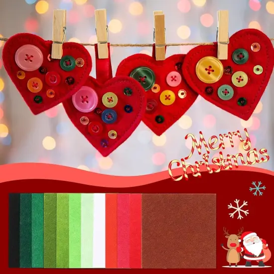 Kitcheniva 96 Pieces Christmas Felt Fabric Squares Soft Sheets 4"-12 Color {2}