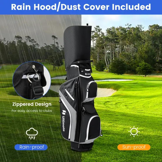 Costway Lightweight Golf Cart Bag with 14 Way Top Dividers 9 Pockets Rain Hood Cooler Bag {4}