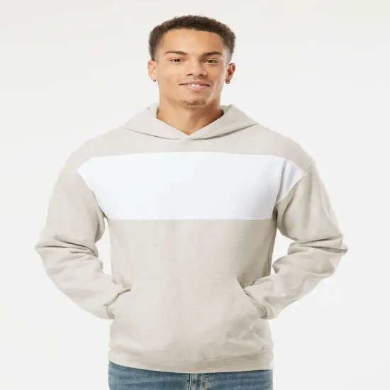 JERZEES&reg; Nublend Billboard Hooded Sweatshirt Oatmeal heather/ whi {1}