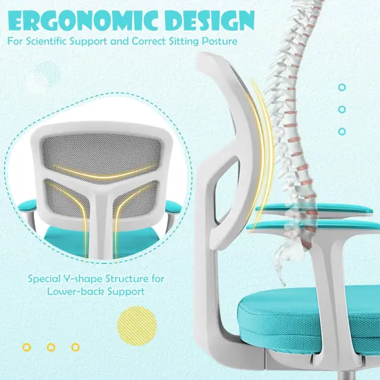 Adjustable Desk Chair with Auto Brake Casters for Kids Turquoise {6}