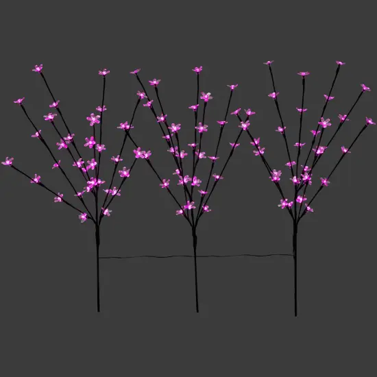 Northlight LED Lighted Cherry Blossom Artificial Tree Branches - 2.5' - Fuchsia Pink - Set of 3 Black {4}