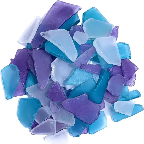 Sea Glass 11oz Purple Caribbean Blue and White Tumbled Sea Glass Decor Bulk Seaglass Pieces for Beach Wedding Decor and Crafts {1}