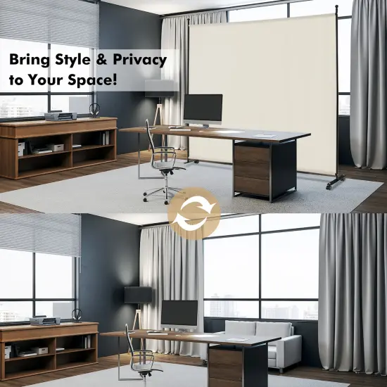Costway 6FT Single Panel Room Divider with Wheels Rolling Fabric Partition Privacy Screen {5}