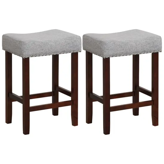 Costway Set of 2Counter Height Bar StoolsSaddle Kitchen Chairs with Wooden Legs {7}