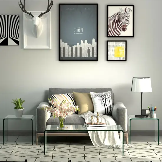 18 x 18 x 16 Inch Tempered Waterfall End Table with non-Slip Pad {2}