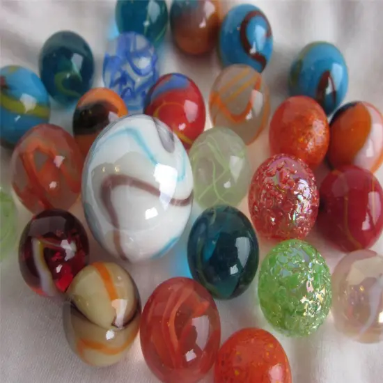 25 RANDOM MIXED ASSORTMENT Game Marbles shooter glass swirl lot {3}
