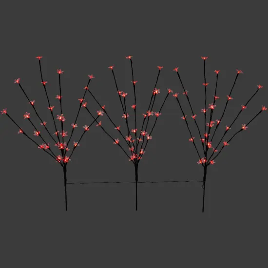 Northlight LED Lighted Cherry Blossom Artificial Tree Branches - 2.5" - Red - Set of 3 {4}