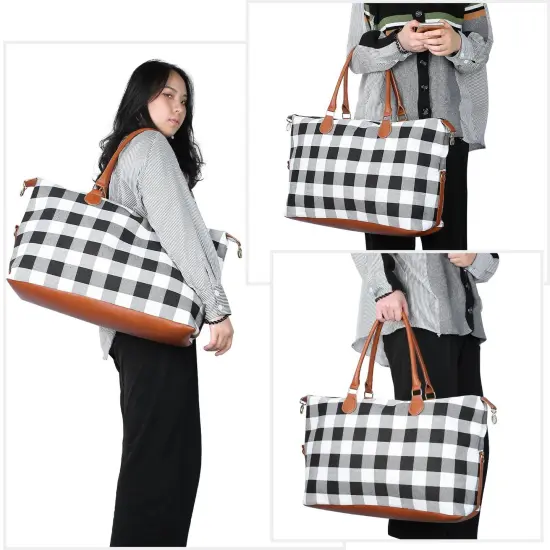 Women Duffle Bag Travel Luggage Bags Weekend Overnight Bag Tote Bags Shoulder Handle Bags White {6}