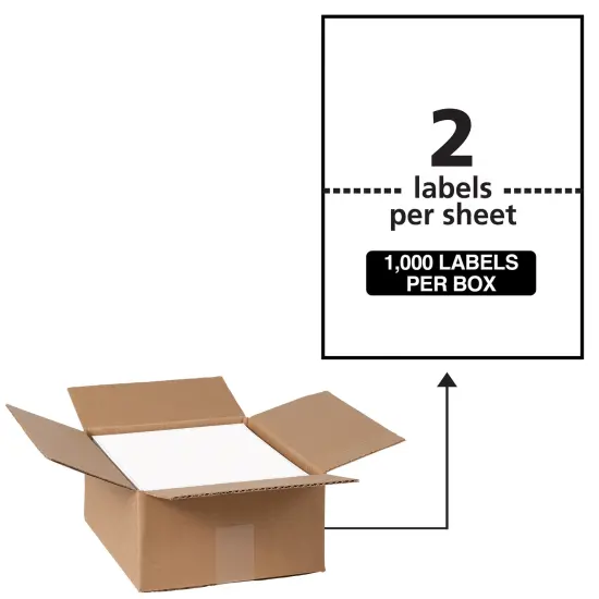 Avery Waterproof Shipping Labels with Ultrahold Permanent Adhesive, 5-1/2" x 8-1/2", 1,000 Labels for Laser Printers (95526) {1}