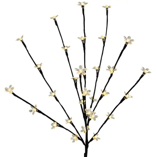 Northlight Pre-Lit Artificial Cherry Blossom Tree Branches - 2.5' - Warm White LED Lights - Set of 3 Black {3}