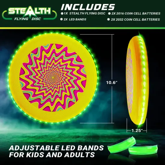 USA Toyz Stealth LED Flying Disc - Yellow/Green {2}