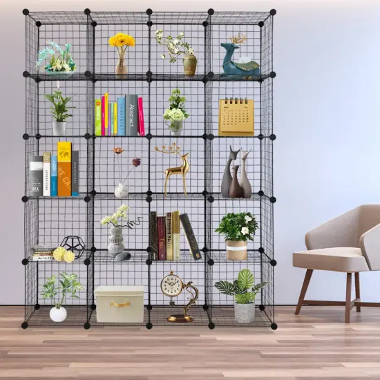 Wire Cube Storage Metal Closet Organizer Bookcase Cabinet Wardrobe Storage Shelves {2}