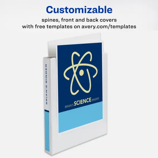 Avery Mini Economy View 3 Ring Binders, 1" Round Rings, Holds 5.5" x 8.5" Paper, White, 4 Pack (17702) {3}