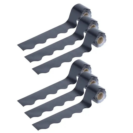 Black Rolled Scalloped Border, 36 Feet Per Roll, 6 Rolls {1}