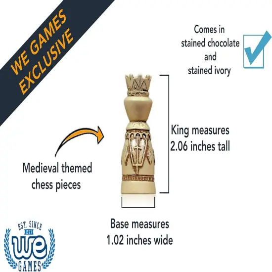 WE Games Medieval Chess & Checkers Game Set - Wood Board with Storage Drawers 15 in. {4}