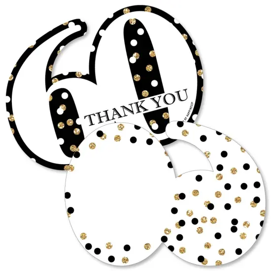 Big Dot of Happiness Adult 60th Birthday - Gold - Shaped Thank You Cards - Birthday Party Thank You Note Cards with Envelopes - Set of 12 {1}