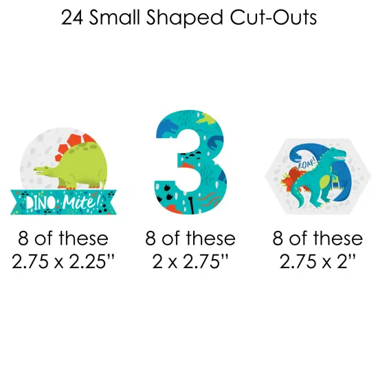 Big Dot of Happiness 3rd Birthday Roar Dinosaur - Three Rex Dino Third Birthday Party DIY Decorations - Clothespin Garland Banner - 44 Pieces {7}