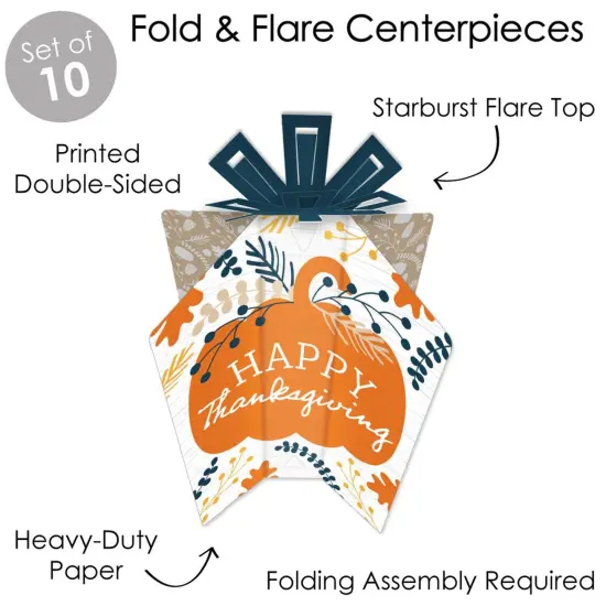 Big Dot of Happiness Happy Thanksgiving - Table Decorations - Fall Harvest Party Fold and Flare Centerpieces - 10 Count {4}