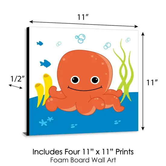 Big Dot of Happiness Under the Sea Critters - Kids Home Decor - 11 x 11 inches Nursery Wall Art - Set of 4 Prints for baby's room {7}