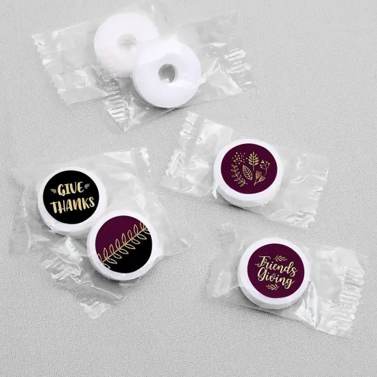 Big Dot of Happiness Elegant Thankful for Friends - Friendsgiving Thanksgiving Round Candy Sticker Favors - Labels Fits Chocolate Candy 1 Sheet of 108 {4}