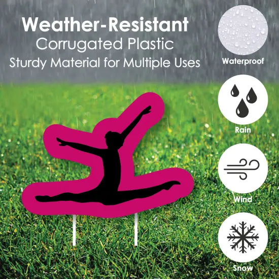 Big Dot of Happiness Tumble, Flip & Twirl - Gymnastics - Yard Sign & Outdoor Lawn Decorations - Birthday Party or Gymnast Party Yard Signs - Set of 8 {4}