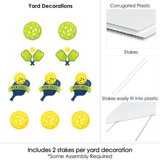 Big Dot of Happiness Let's Rally - Pickleball - Paddles and Pickleballs Lawn Decorations - Outdoor Birthday or Retirement Party Yard Decorations 10 Pc {7}