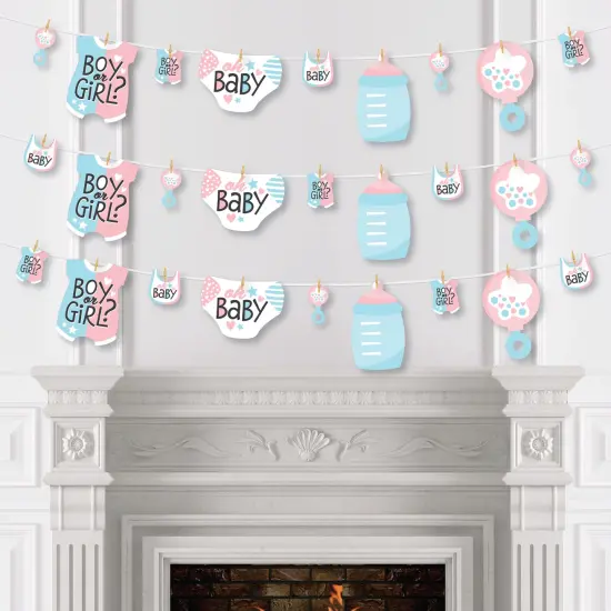 Big Dot of Happiness Baby Gender Reveal - Team Boy or Girl Party DIY Decorations - Clothespin Garland Banner - 44 Pieces {4}