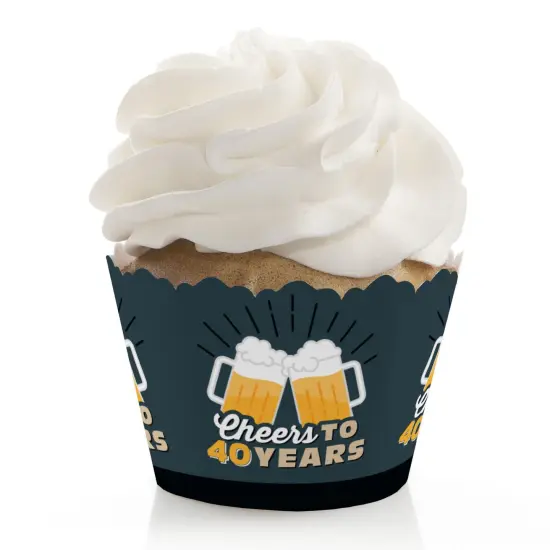 Big Dot of Happiness Cheers and Beers to 40 Years - 40th Birthday Party Decorations - Party Cupcake Wrappers - Set of 12 {1}