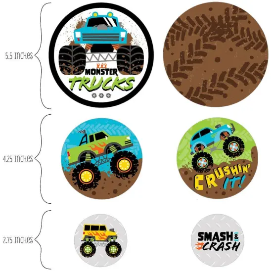 Big Dot of Happiness Smash and Crash - Monster Truck - Boy Birthday Party Giant Circle Confetti - Party Decorations - Large Confetti 27 Count {3}