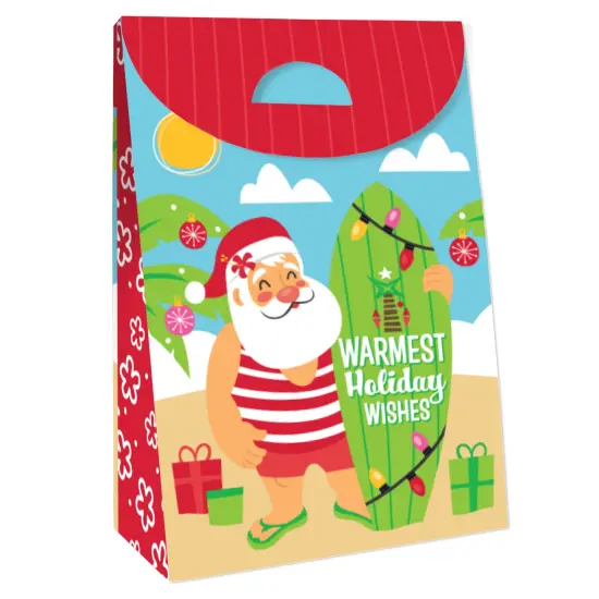 Big Dot of Happiness Tropical Christmas - Beach Santa Holiday Gift Favor Bags - Party Goodie Boxes - Set of 12 {4}
