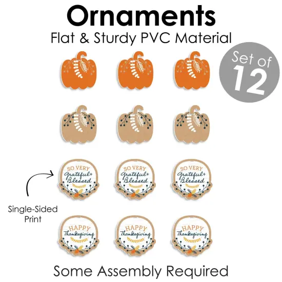 Big Dot of Happiness Happy Thanksgiving - Fall Harvest Decorations - Tree Ornaments - Set of 12 {6}