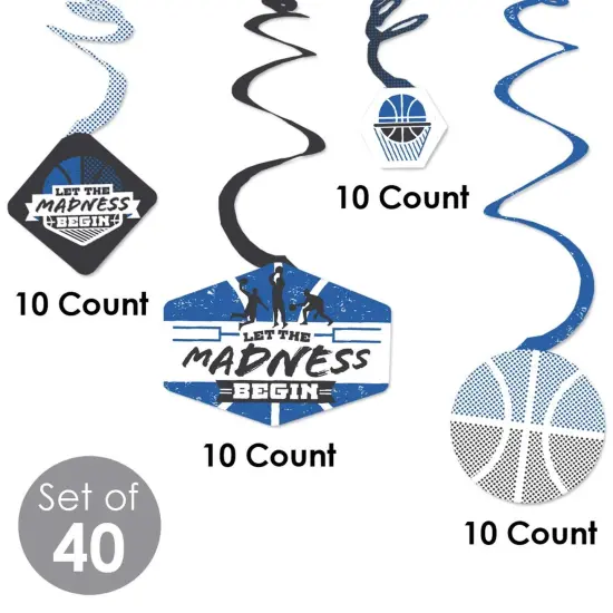 Big Dot of Happiness Blue Basketball - Let The Madness Begin - College Basketball Party Hanging Decor - Party Decoration Swirls - Set of 40 {6}
