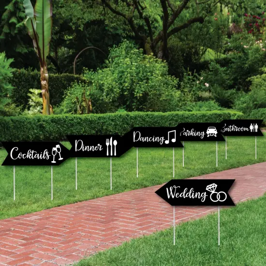 Big Dot of Happiness Black and White - Arrow Wedding and Reception Directional Signs - Double Sided Outdoor Yard Sign - Set of 6 {3}