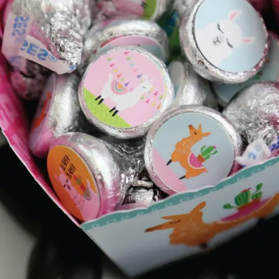 Big Dot of Happiness Whole Llama Fun - Llama Fiesta Baby Shower or Birthday Round Candy Sticker Favors - Labels Fits Chocolate Candy (1 sheet of 108) {6}