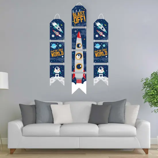 Big Dot of Happiness Blast Off to Outer Space - Hanging Vertical Paper Door Banners - Baby Shower or Birthday Party Wall Decor Kit - Indoor Door Decor {3}