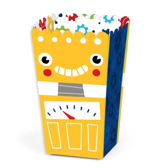 Big Dot of Happiness Gear Up Robots - Birthday Party or Baby Shower Favor Popcorn Treat Boxes - Set of 12 {1}