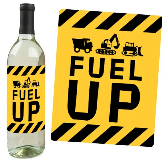 Big Dot of Happiness Dig It - Construction Party Zone - Baby Shower or Birthday Party Decor for Women and Men - Wine Bottle Label Stickers - Set of 4 {6}