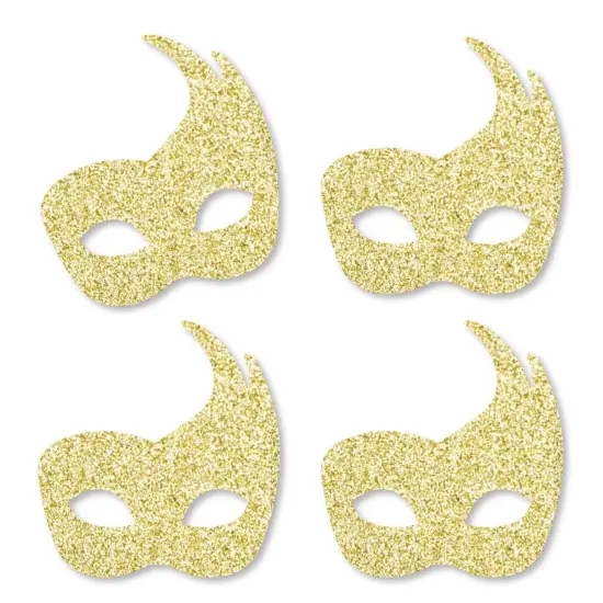 Big Dot of Happiness Gold Glitter Masks - No-Mess Real Gold Glitter Cut-Outs - Masquerade Mardi Gras Party Confetti - Set of 24 {1}