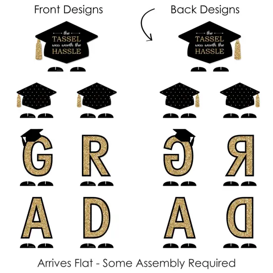 Big Dot of Happiness Gold Graduation Party Centerpiece Table Decorations - Tabletop Standups - 7 Pieces {7}