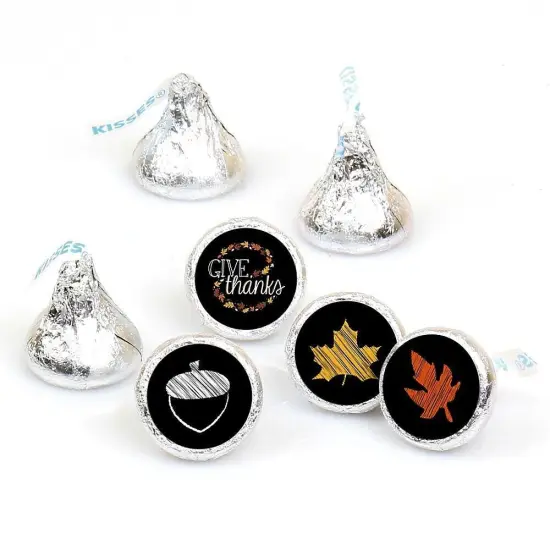Big Dot of Happiness Give Thanks - Round Candy Thanksgiving Party Sticker Favors - Labels Fits Hershey&lsquo;s Kisses (1 Sheet of 108) {1}