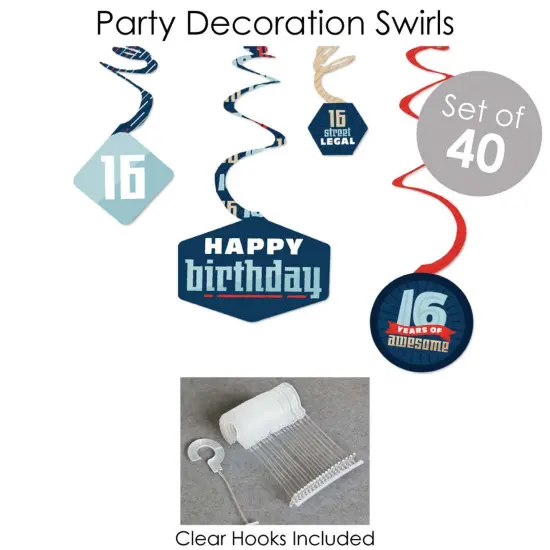 Big Dot of Happiness Boy 16th Birthday - Sweet Sixteen Birthday Party Supplies - Banner Decoration Kit - Fundle Bundle {6}