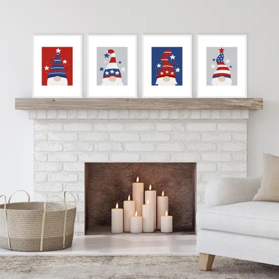 Big Dot of Happiness Patriotic Gnomes - Unframed Memorial Day, 4th of July & Labor Day Gnome Linen Paper Wall Art - Set of 4 - Artisms - 8 x 10 inches {3}